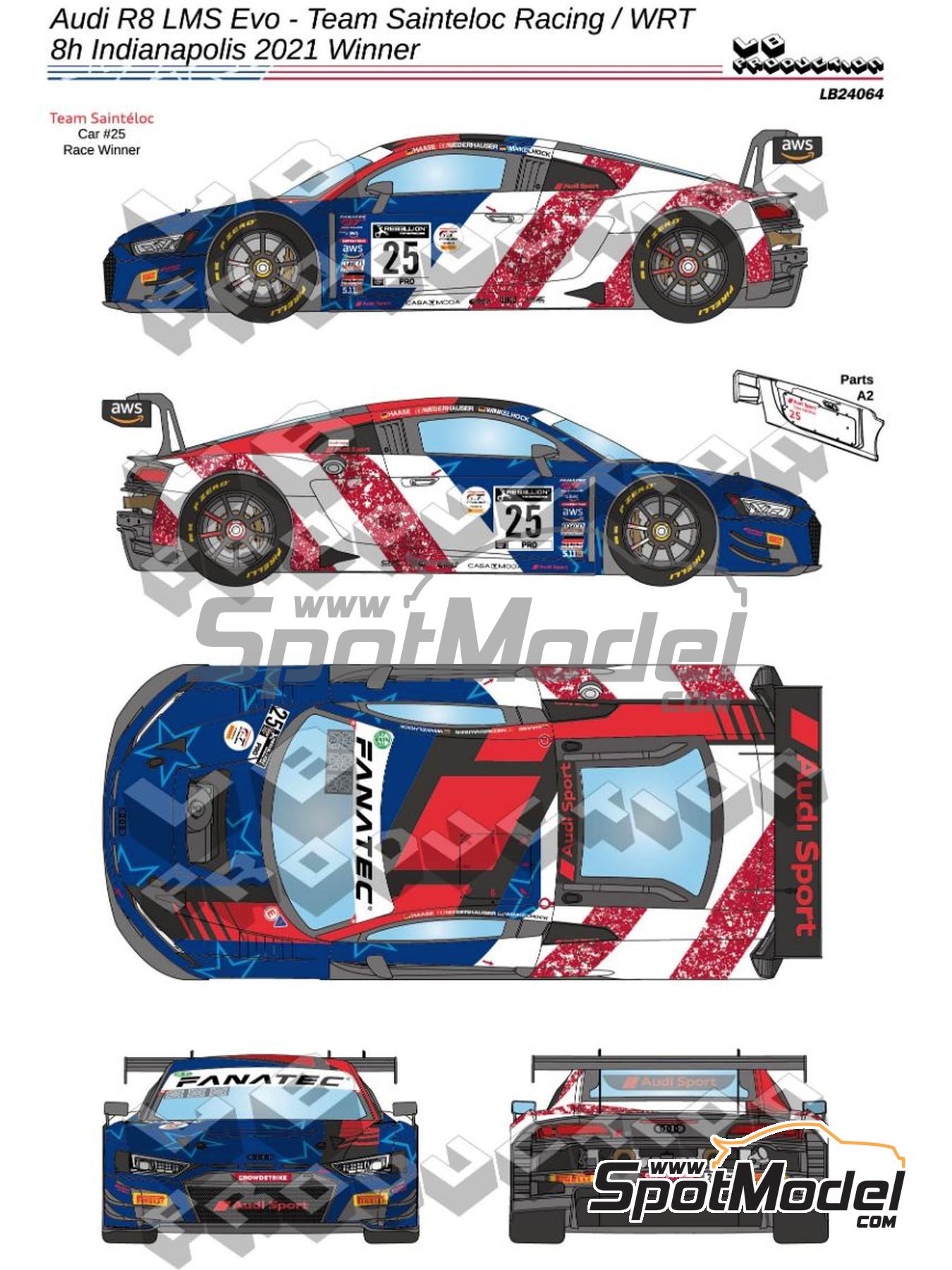 LB Production LB24064: Marking / livery 1/24 scale - Audi R8 LMS